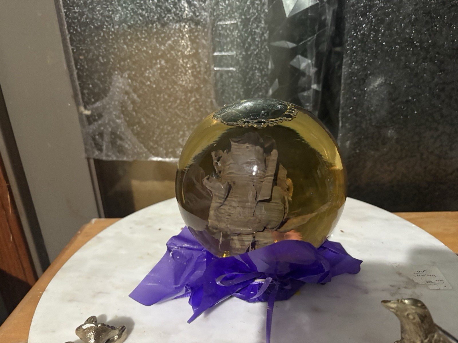 Forever Rose in a glass Water Globe Real Red Rose 5” D Purple Read
