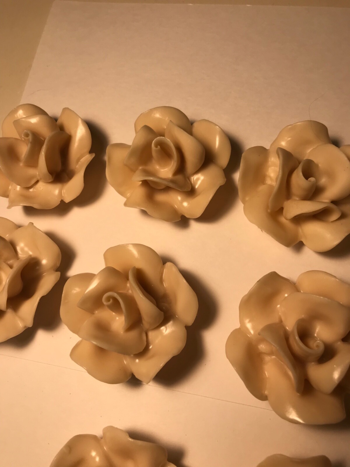 VVV Lot of 50 White Cream Colored Hard Plastic Roses Flowers