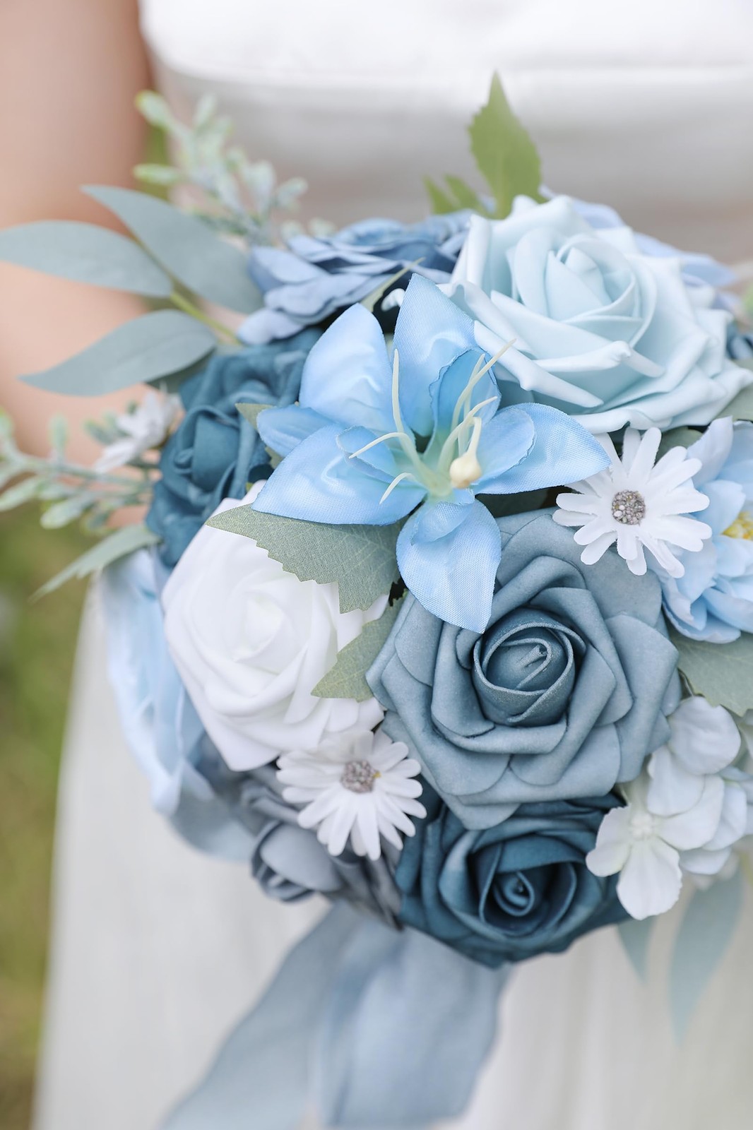 Blue Artificial Flowers Combo Box Silk Fake Roses Peonies DIY Wedding Decor