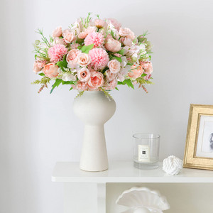 Artificial Flowers, 2Pcs Blue Fake Peony Silk Peonies Faux Flowers Arrangements