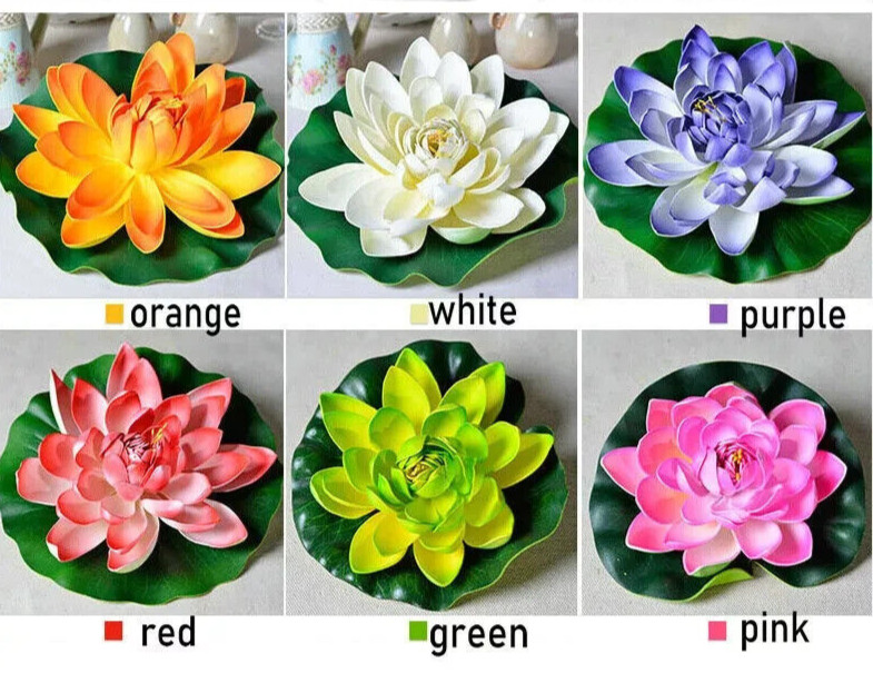 12 Floating Lotus Pool Lights LED Lily Pad Flower Lanterns Battery Operated 4 in