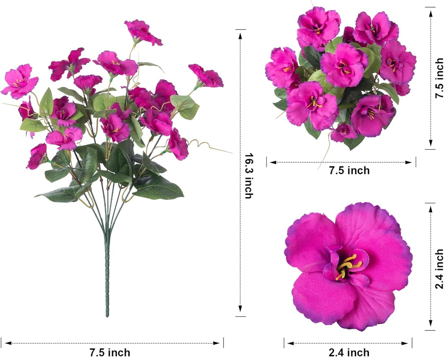 Fake Hibiscus Artificial Flowers for Outdoors Spring Summer Decoration, 6 Bun…