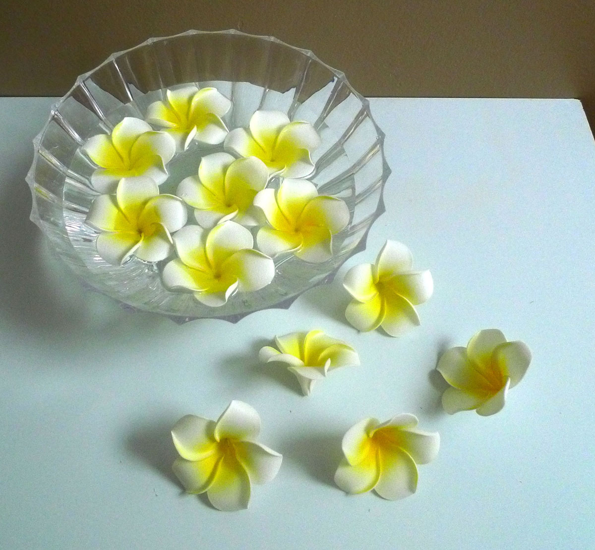 48 Artificial Foam Flowers 2.7″ (7 cm) Yellow Plumeria Heads