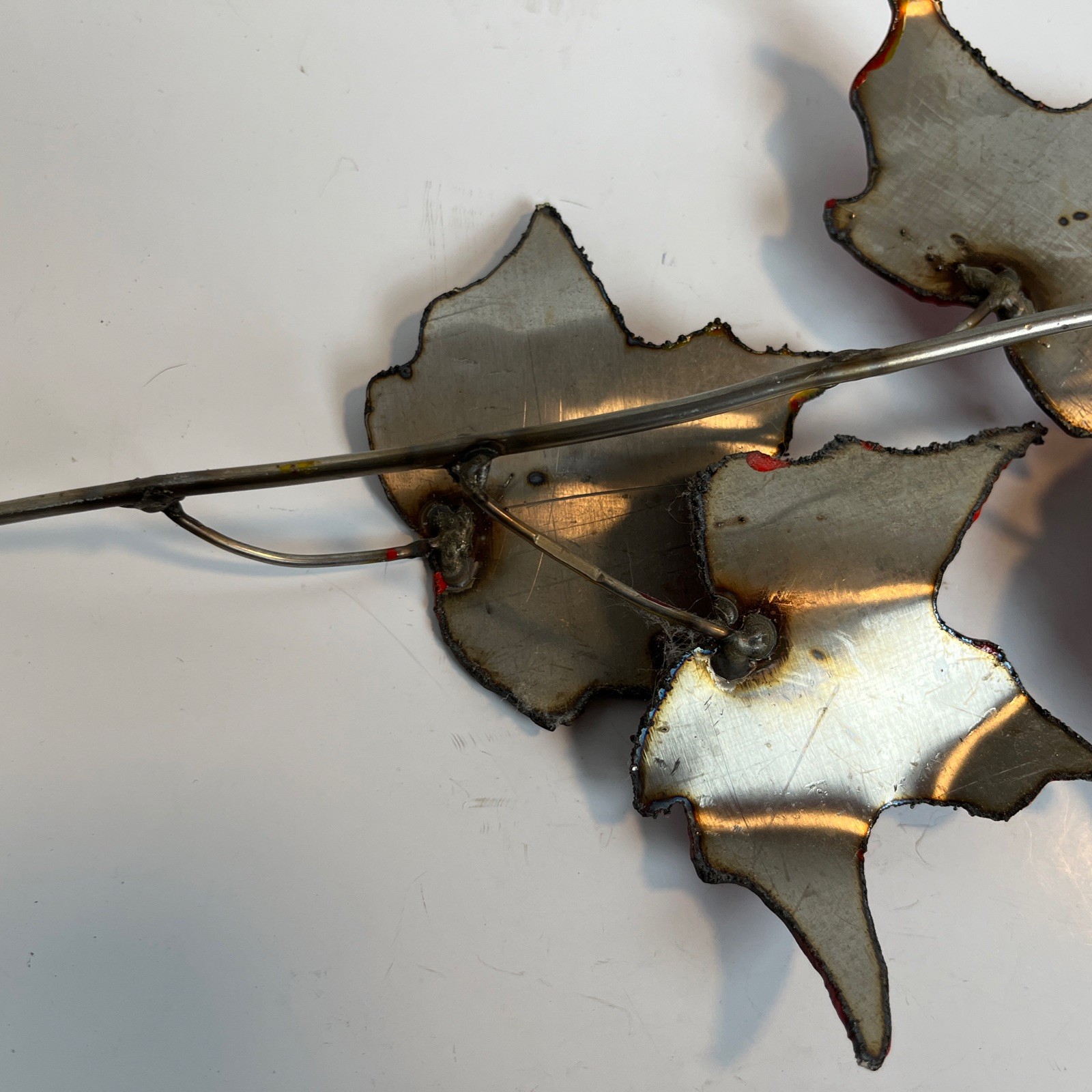 Fall Maple Leaves Wall Decor Signed Art Metallic Hand Welded Sculpture 2006 #312