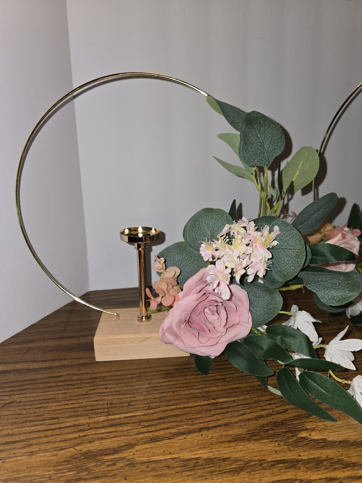Ling’s Moment Hoop Wreath Floral Centerpieces for Sweetheart Table, Blush Pink