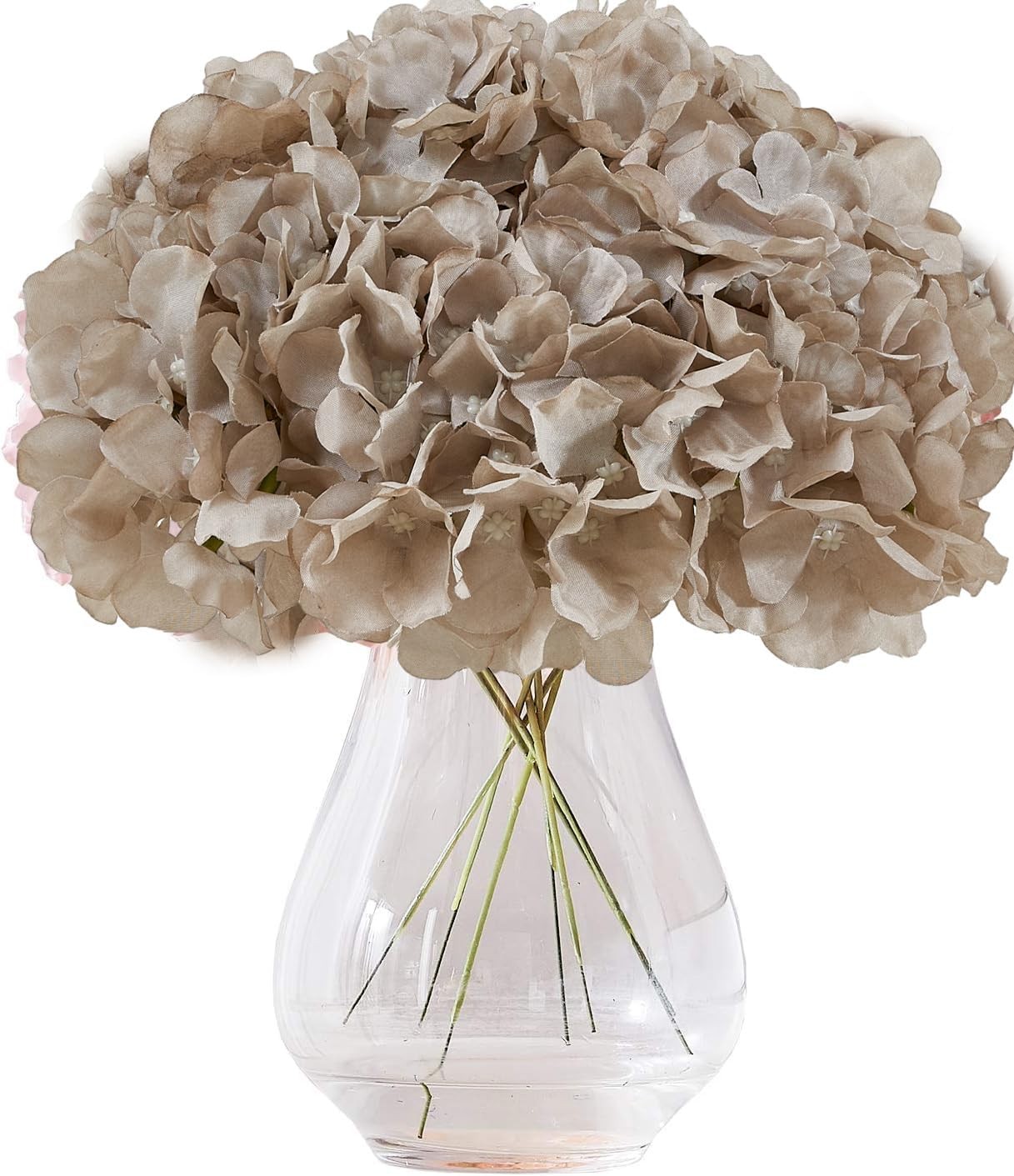 10Pcs Artificial Hydrangea Flowers Blush Heads Fake Hydrangea Silk Flowers