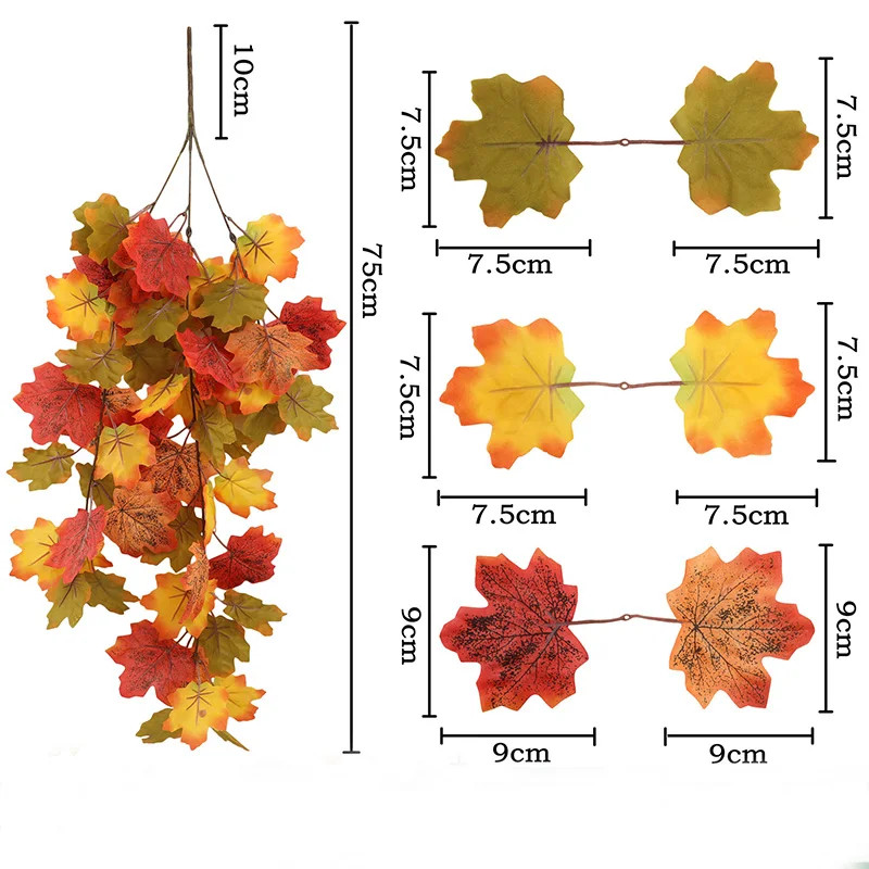 Artificial Maple Leaf Garland 75CM Autumn Leaves Vine Fake Plants for Home Decor