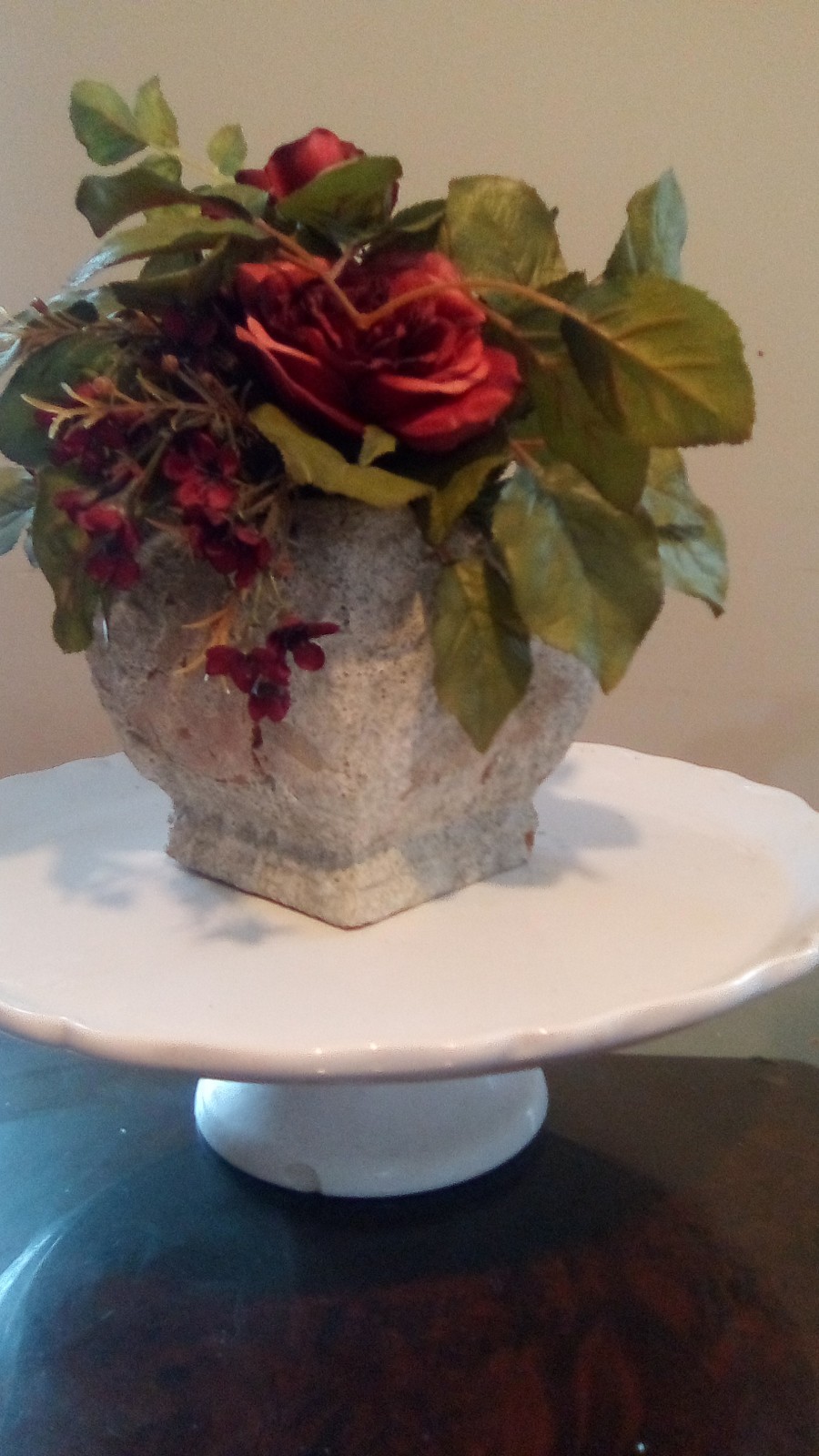 Tuscany rose Planter Made Of Terra Cotta Silk Roses ….. 10 By 8 Inches