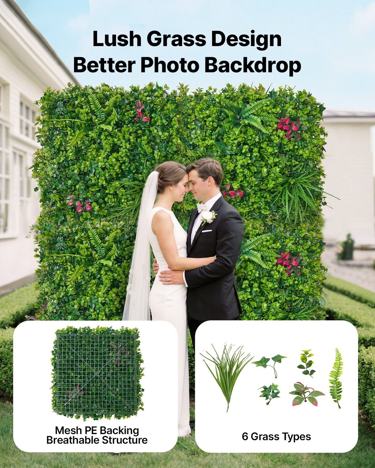 Privacy Hedge Wall: 12PCS 20x20in Synthetic Boxwood Panels, PE Mesh Backing