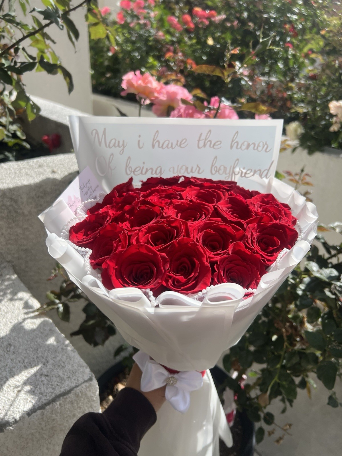 Fresh Red Rose Flower Bouquet Arrangement & Centerpiece Wrapped in White Paper