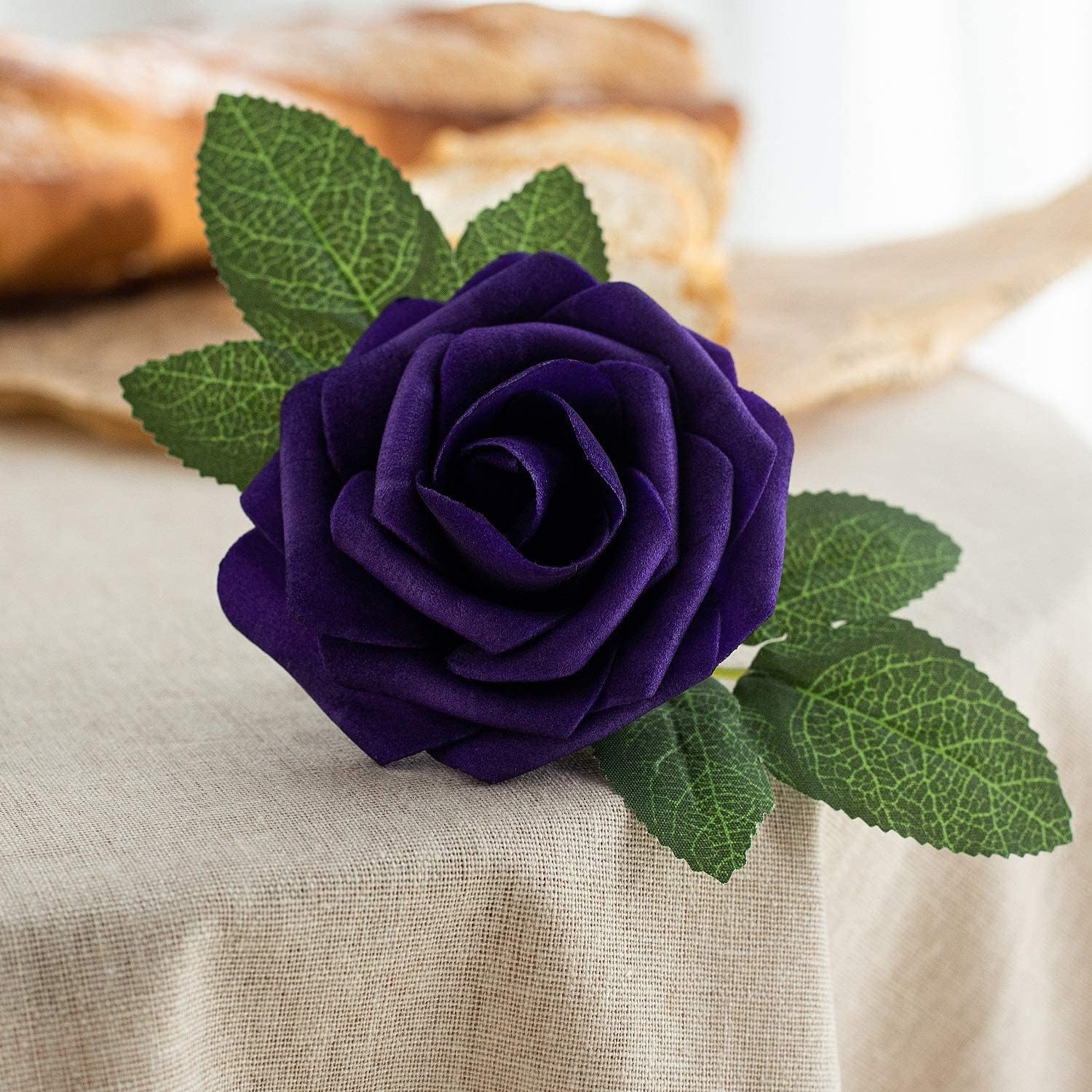 25Pcs Artificial Flower Foam Rose Real Touch Roses Flower Heads with Stem for DI