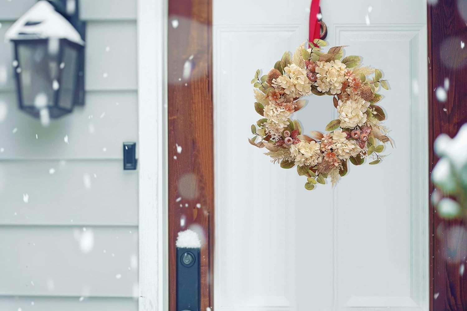 18 Inch Fall Wreath for Front Door Boho Brown Outdoor Decor