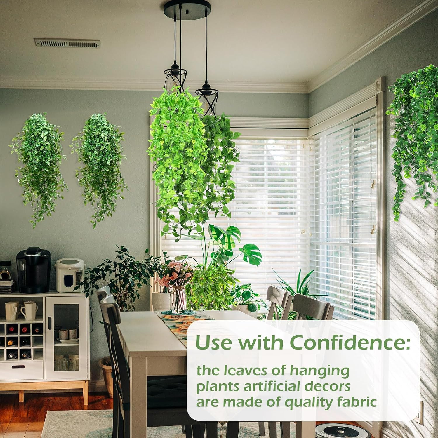 12 Pcs Artificial Hanging Plants 32 Inch Fake Ivy Vines with Fake Leaves Patio A