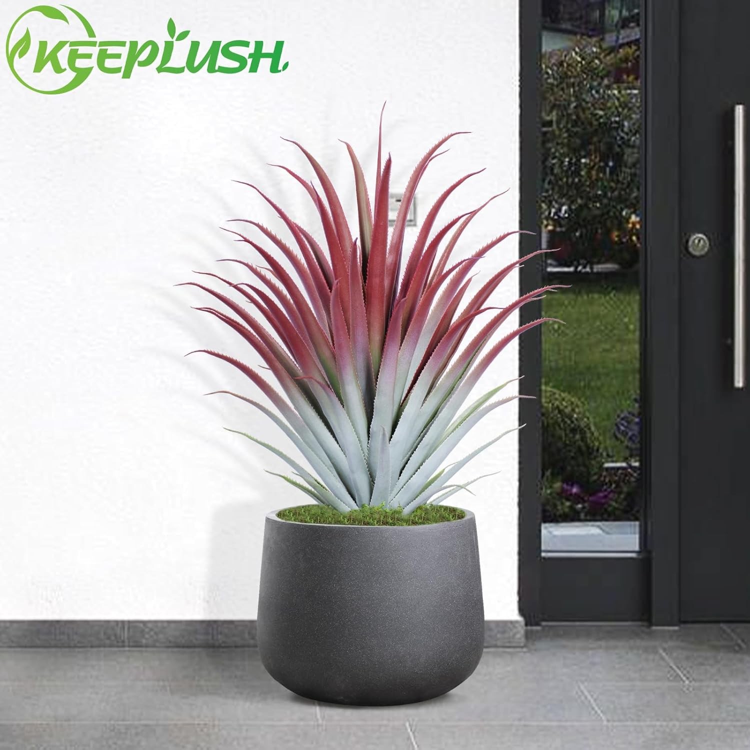 2ft Fake Spiked Agave Plant Red Artificial Aloe 26 Inch Tall