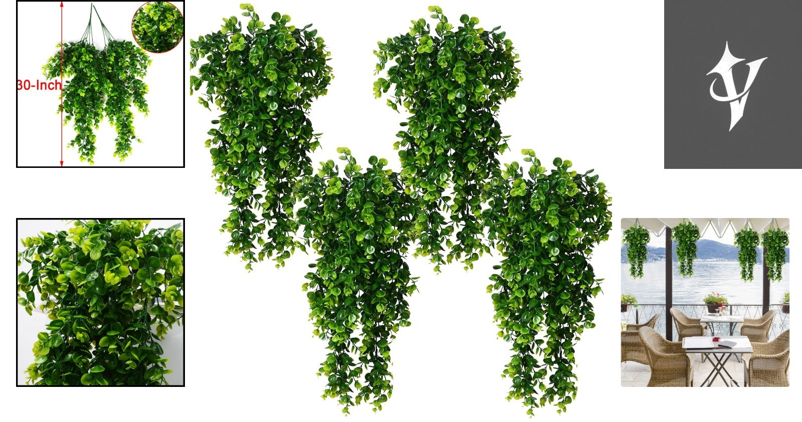 Vibrant Faux Eucalyptus Vines – Set of 4 for Effortless Home and Garden Style