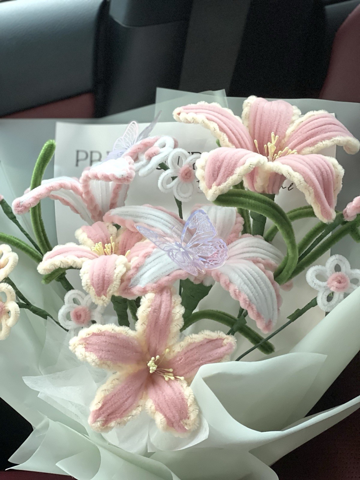 Handmade Pastel Lily Bouquet Fuzzy Wire Flowers Pipecleaner Flowers Bouquet
