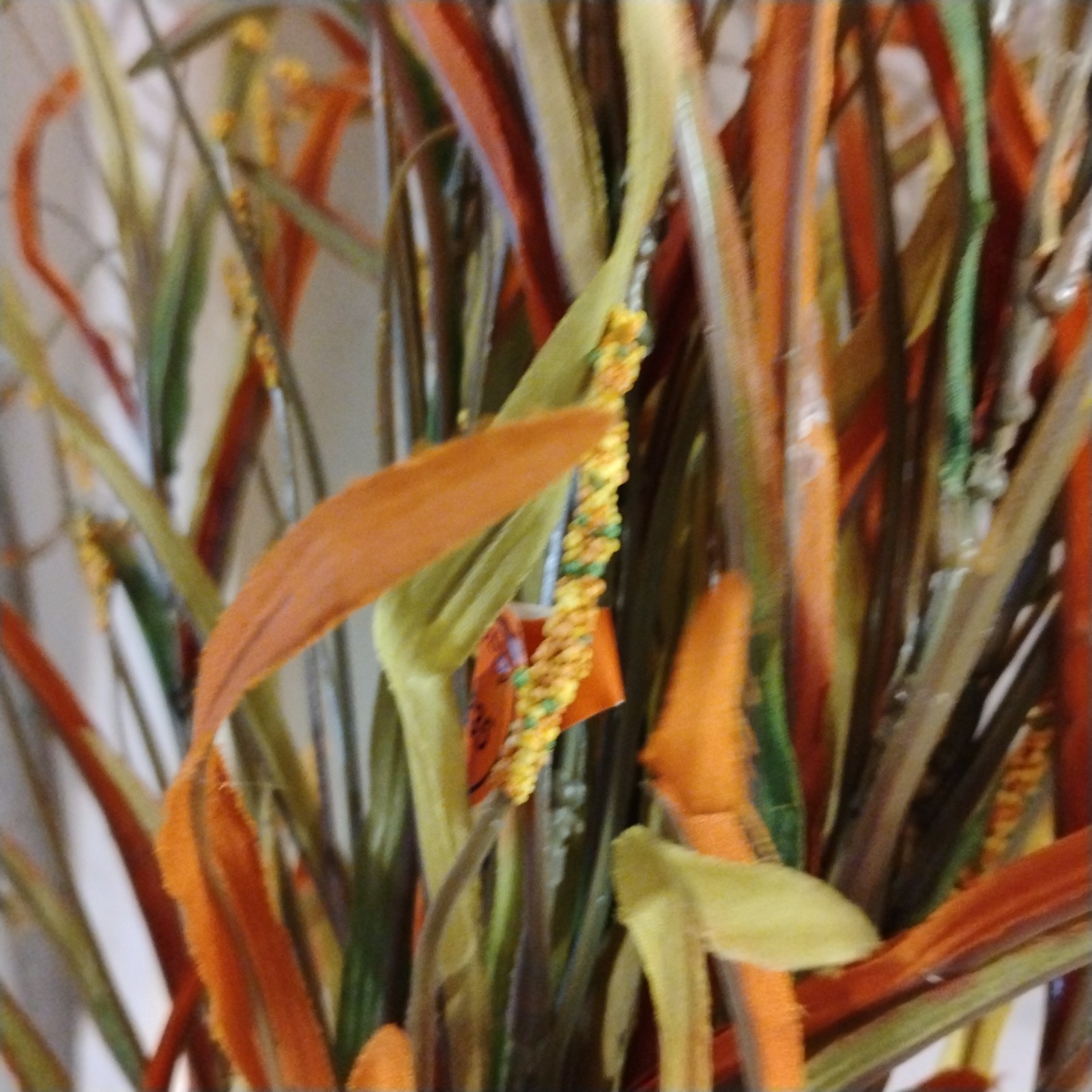 NWT Artificial Autumn Fall Bush of Flame Grass-Orange, Yellow & Green-31.50″T