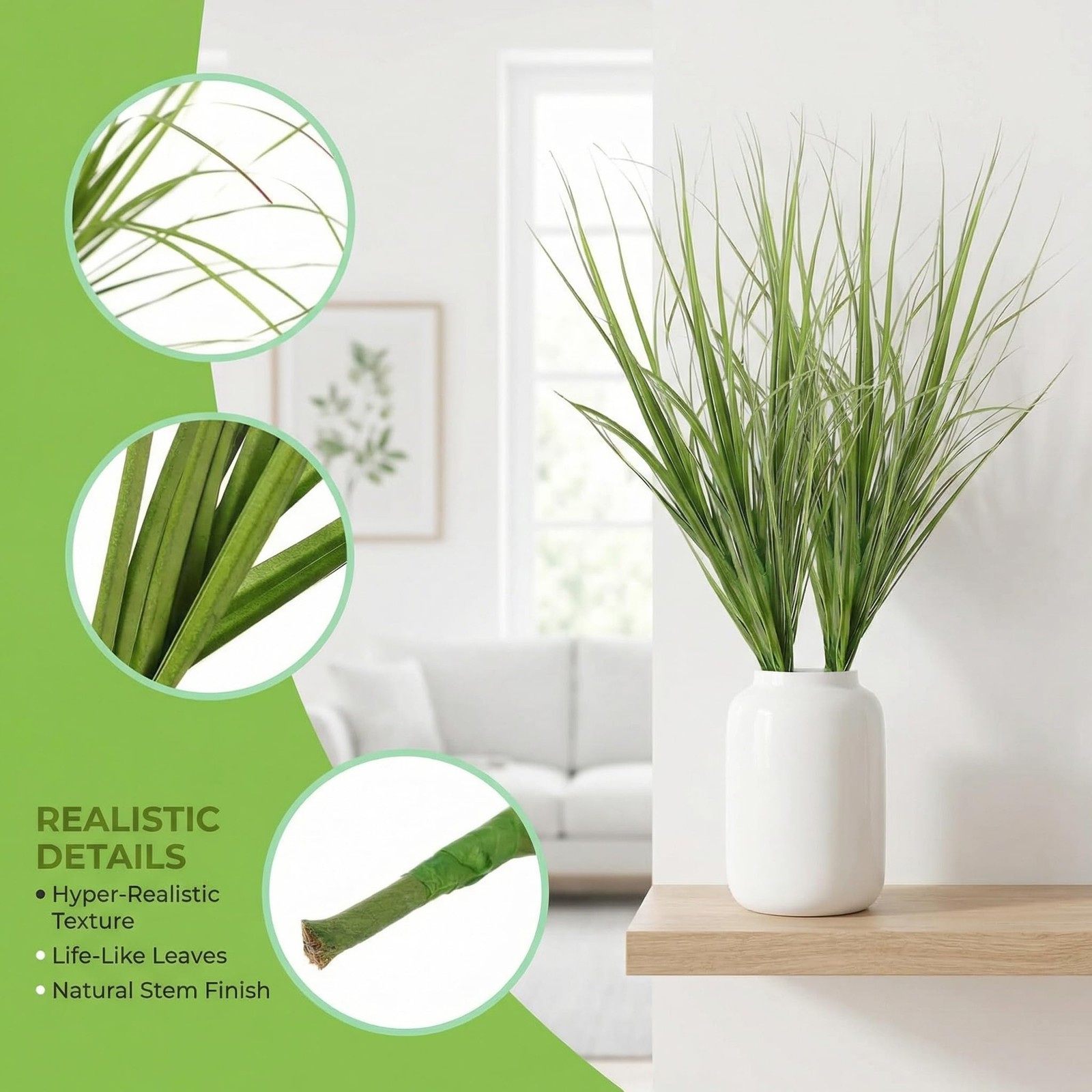Wionin 20Pcs Artificial Grass, Faux Shrub Plants for Craft Projects, Garden &…
