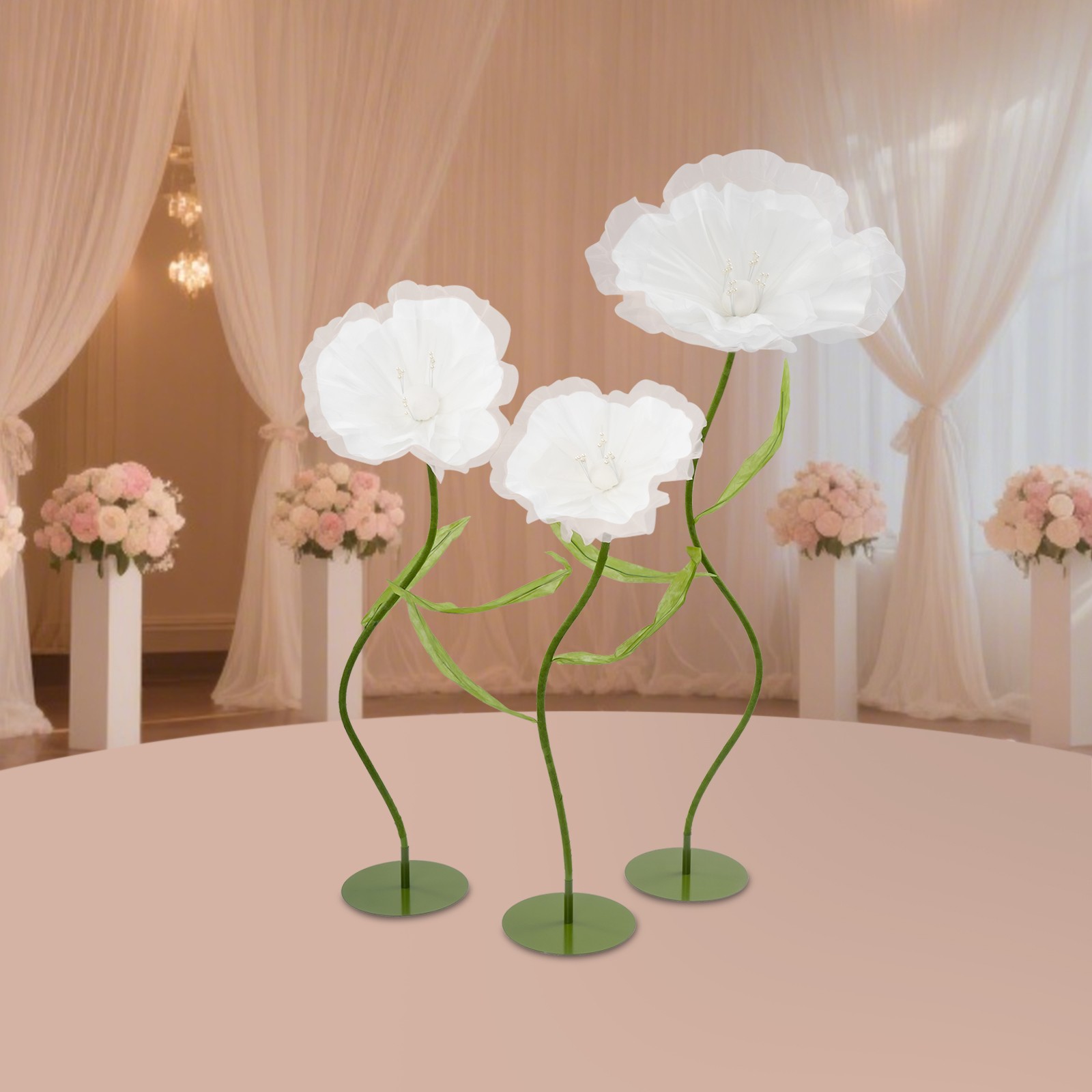 3pcs Giant Artificial Flowers Adjustable Wedding Banquet Flower Background Decor