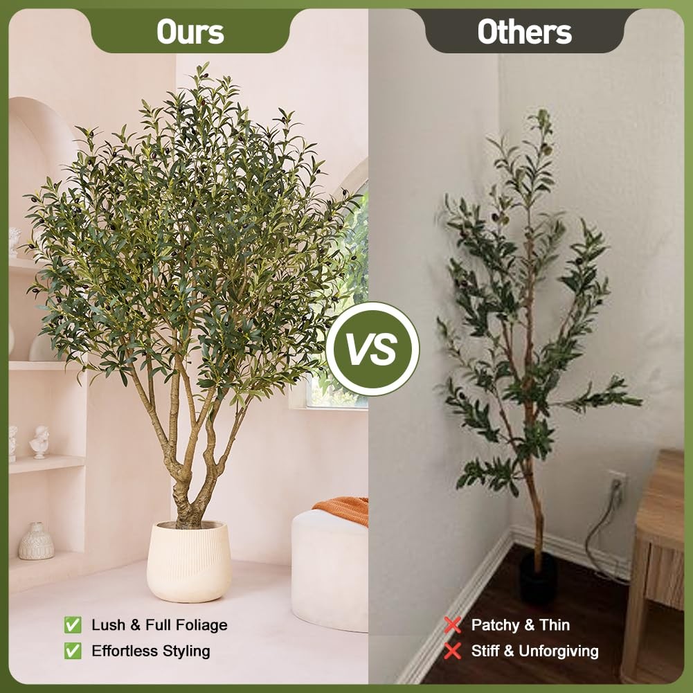 Olive Tree Artificial Indoor 7ft – Large Fake Plants – Realistic Faux Olive T…