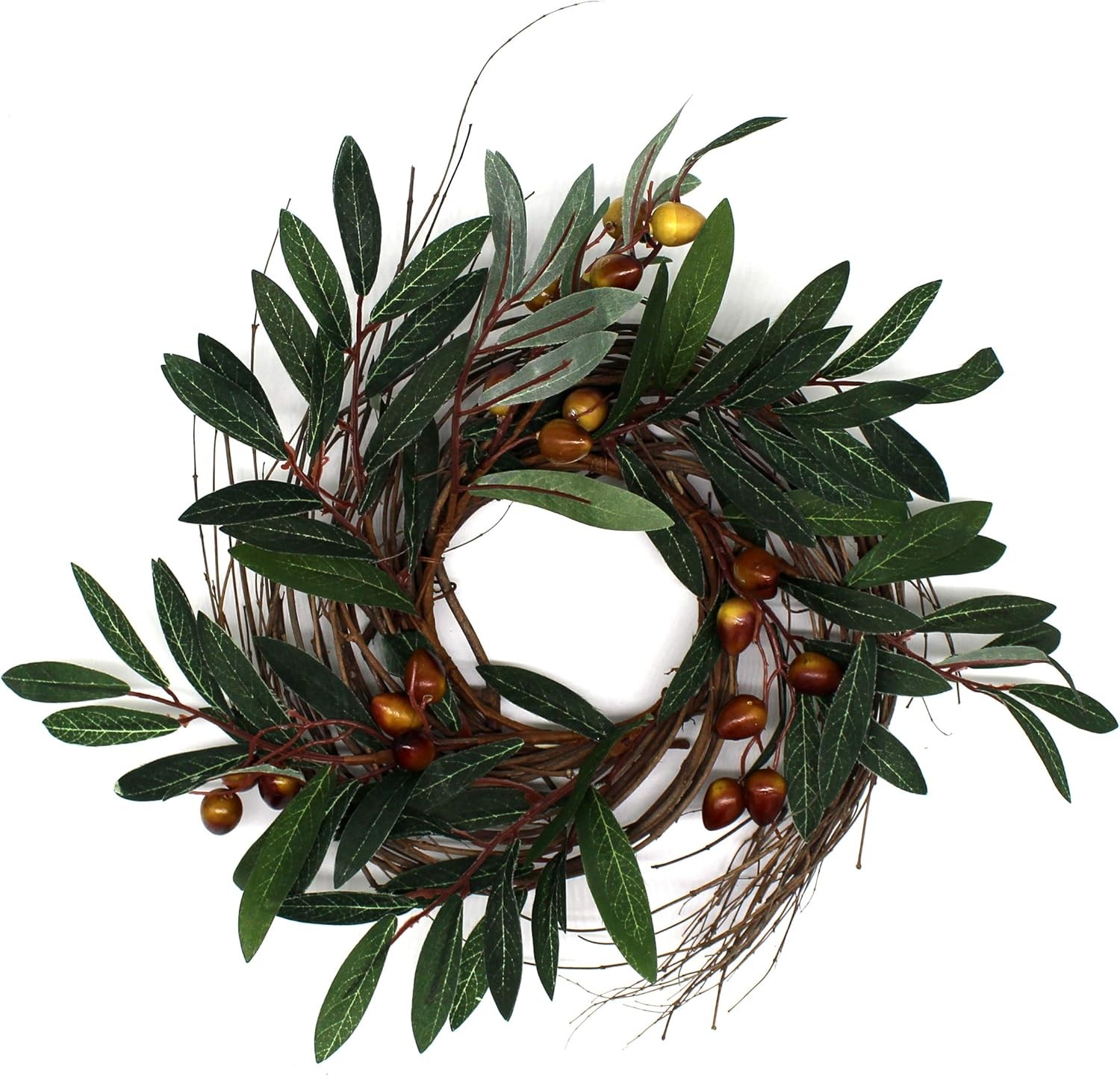 CVHOMEDECO. Rustic Country Artificial Eucalyptus Leaves & Twig Wreath Year Round