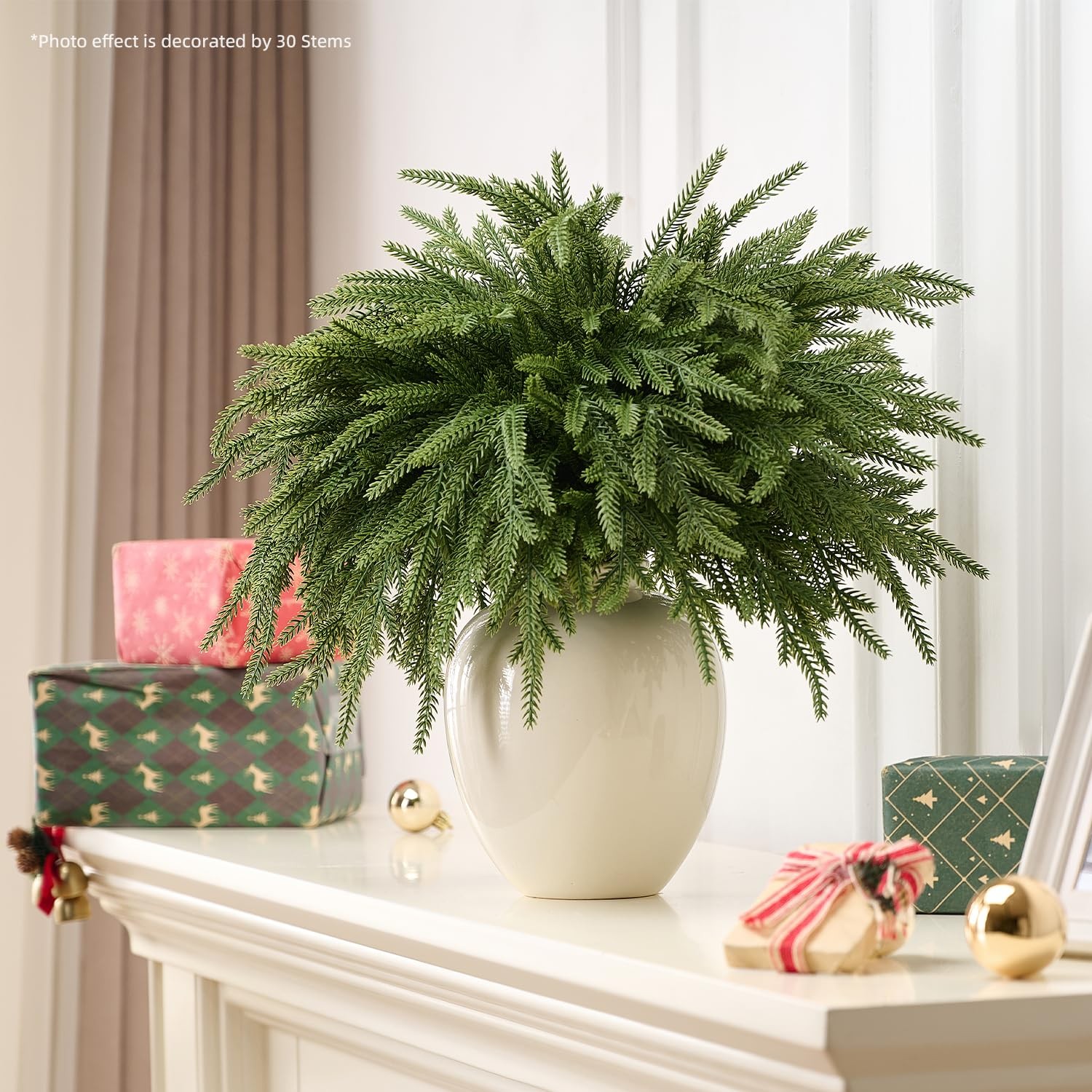 12Pcs 18” Norfolk Pine Stems Realistic, Lifelike Christmas Greenery Pine Bra…