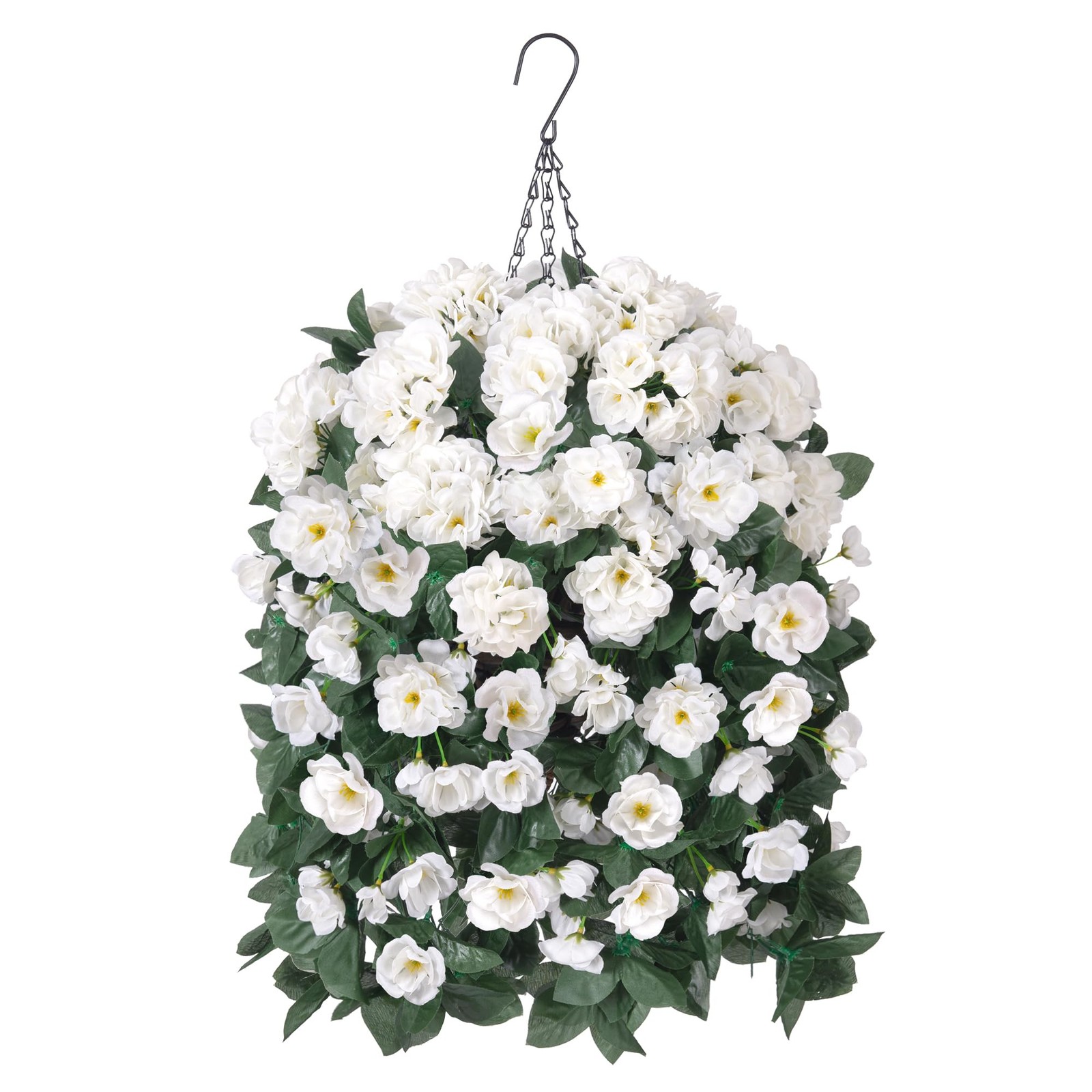 Artificial Geraniums Fake Hanging Flowers Basket for Spring Outdoor Decoratio…