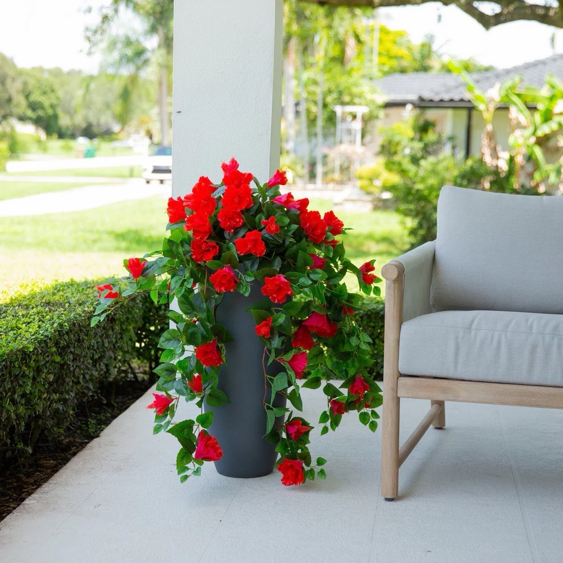 41″ UV Resistant Artificial Hibiscus Hanging Plant (Indoor/Outdoor) – Set of 2