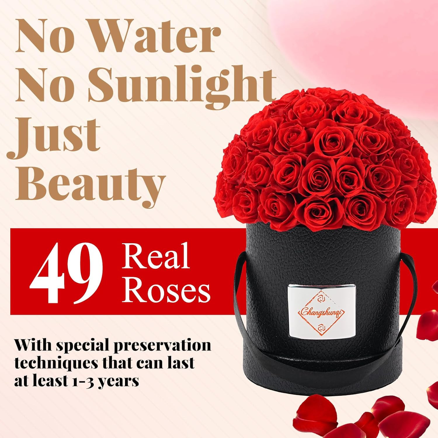 Flowers Roses Forever Gifts for Women – 49 Preserved Flowers Real Roses Birthday