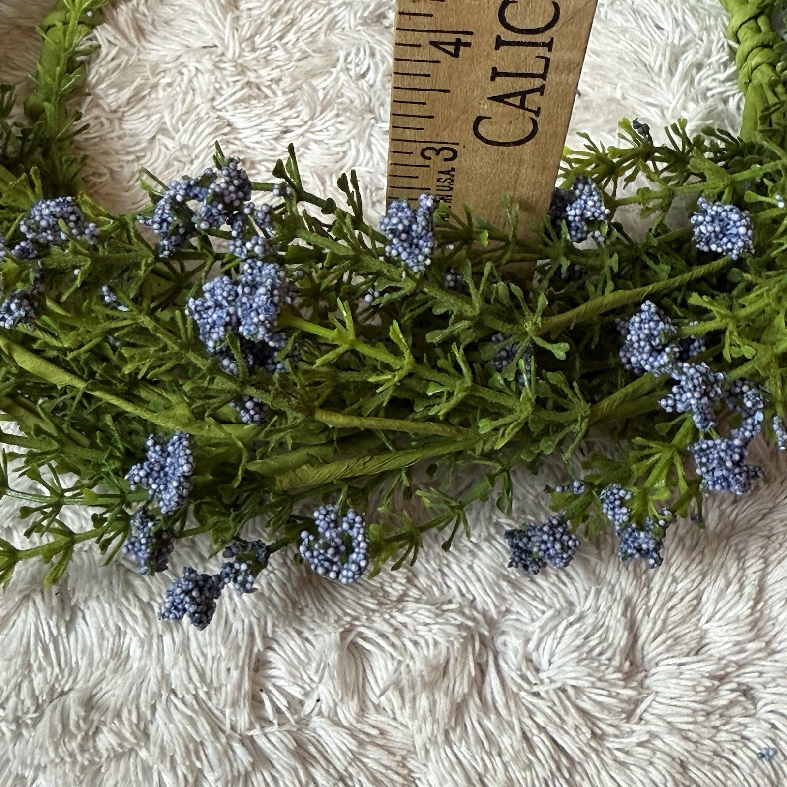 Blue Thistle Astilbe Wreath Cottage Farmhouse French Country 12” Cloth Wired