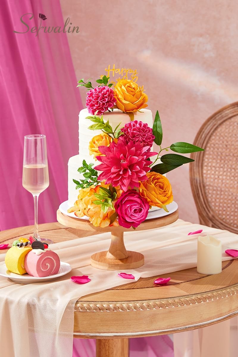 Artificial Fake Silk Flowers Hot Pink Orange DIY Wedding Bouquets Party Decor