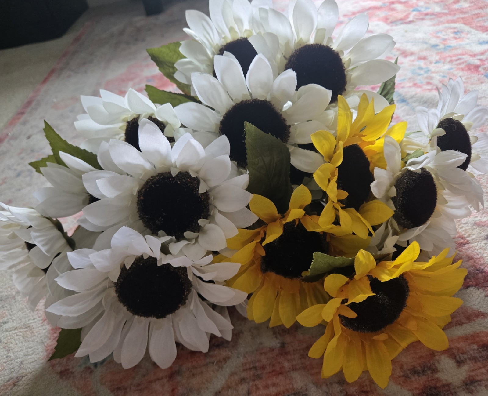 Fake Flower Sunflowers White And Yellow