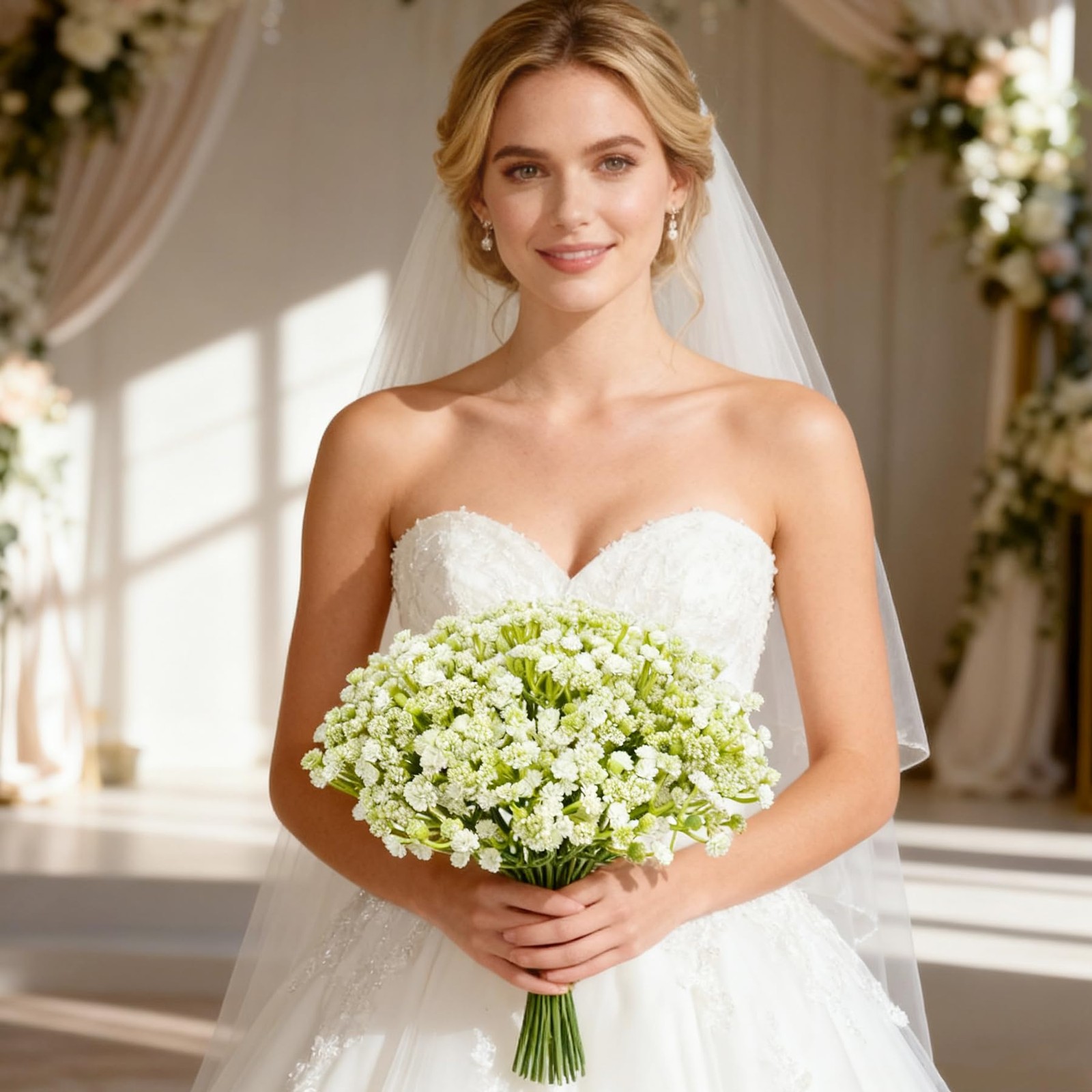 30 Pcs White Babys Breath Artificial Flowers Real Touch Gypsophila Bouquets