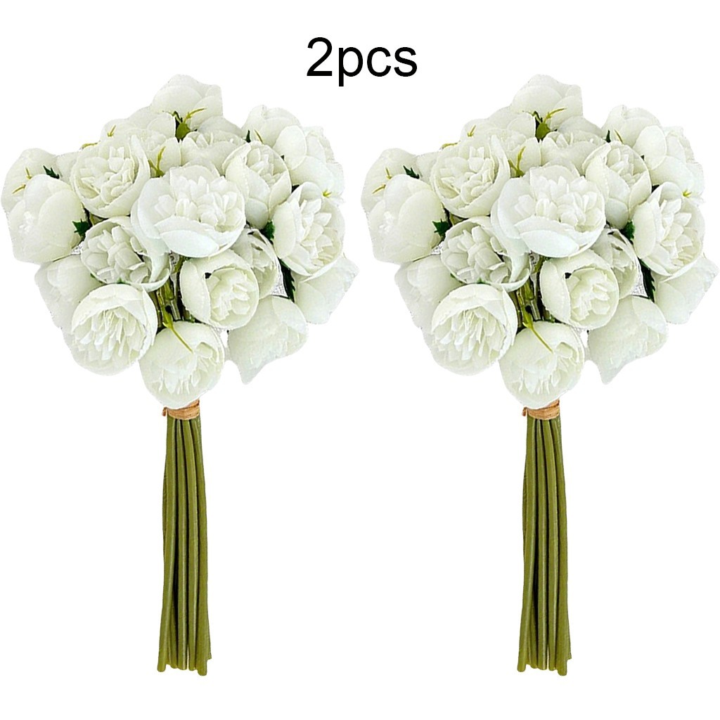 2 Bunches Wedding Flowers Artificial Peonies with Bendable and Trimmable Stems