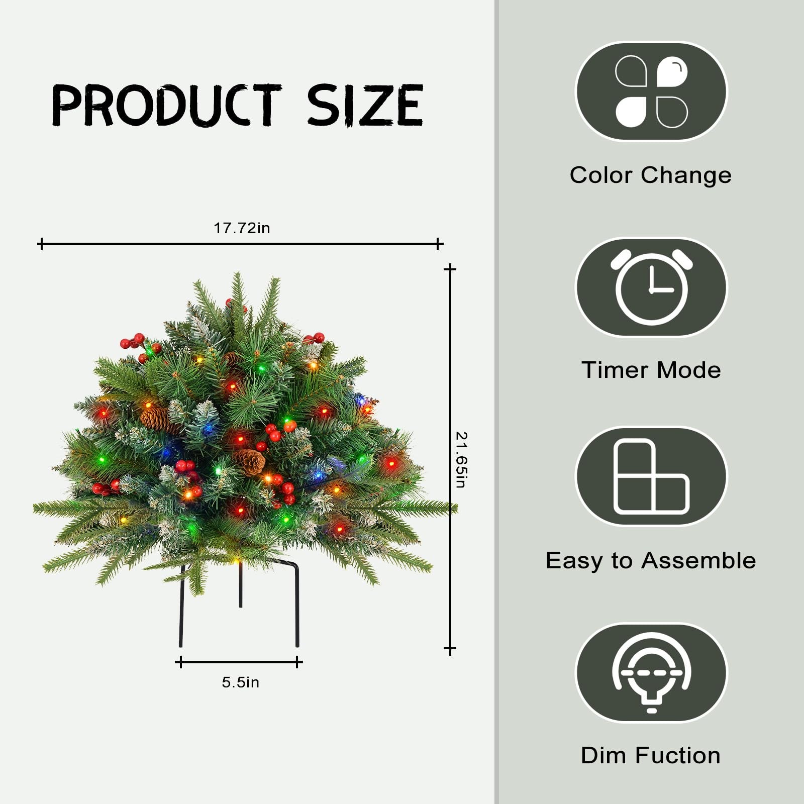 Christmas Tree Urn Filler, Battery Operated with Timer, Pre-lit Warm White & …