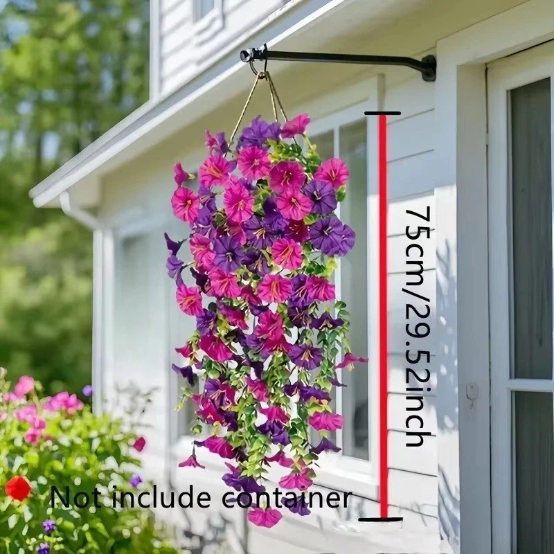 2PCS Artificial Morning Glory Vines UV Resistant Hanging Flowers Outdoor Decor