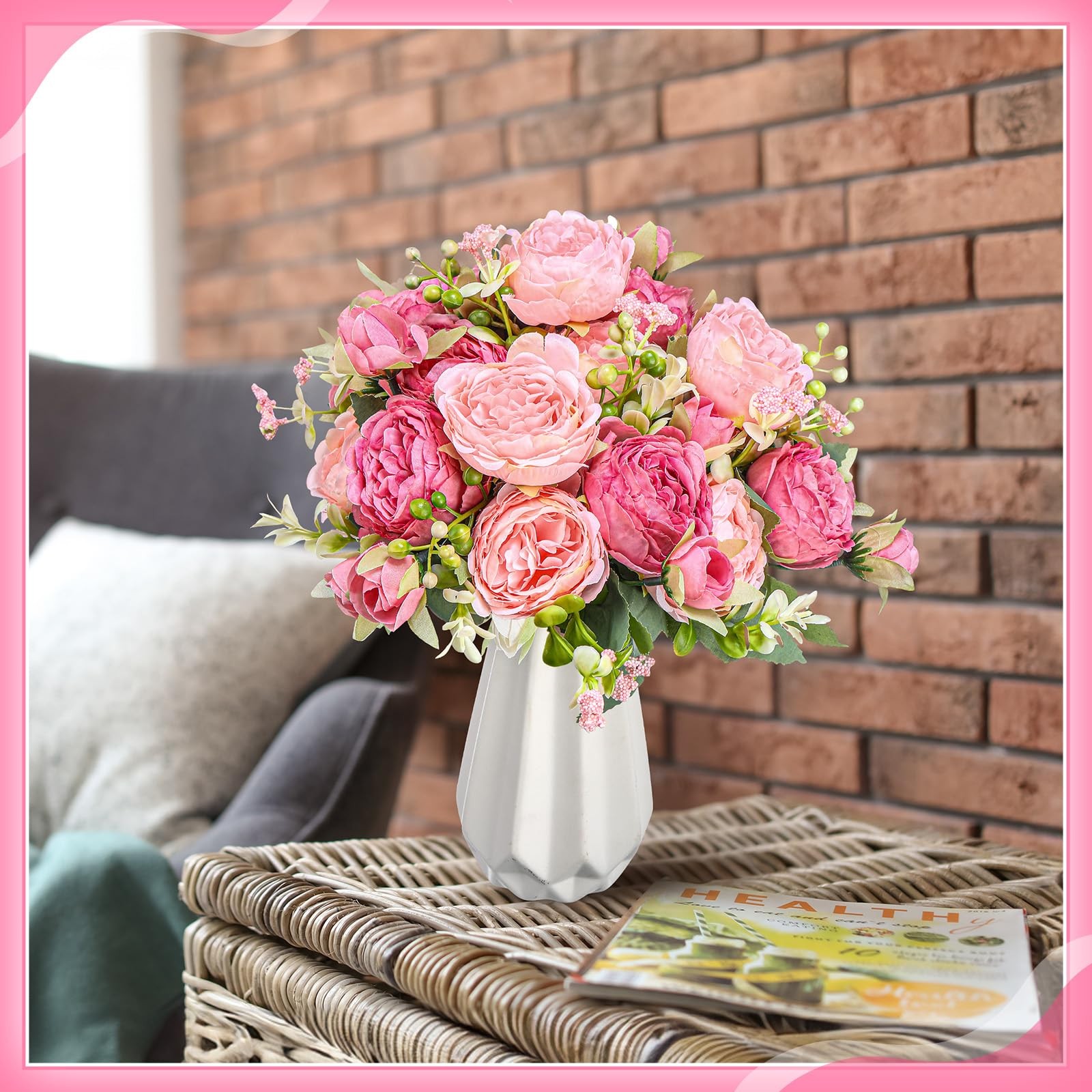 4 Bundles Peonies Artificial Flowers Silk Faux Peonies Wedding Artificial Flo…