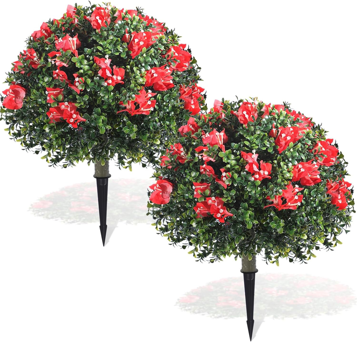 Set of 2 UV Resistant Hot Pink Bougainvillea Topiary Balls for Outdoor Decor