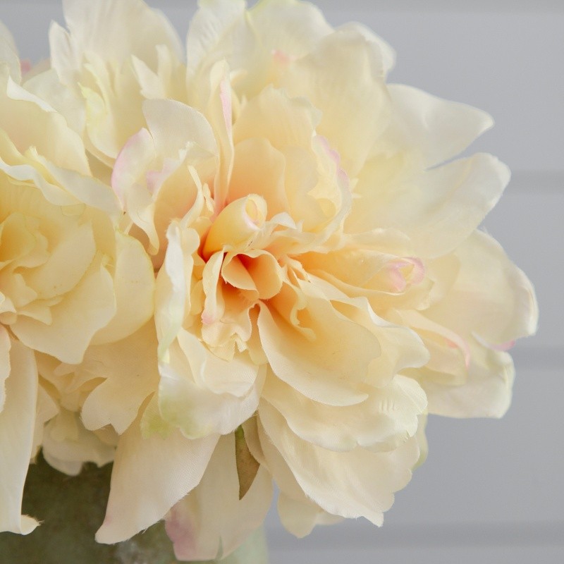4 Pack Peony Floral Décor 14″H White Plastic Tabletop Office Dinning Living Room