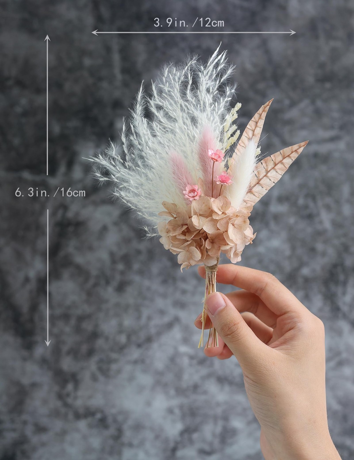 6 Pack Dusty Pink Miniature Small Dried Pampas Grass Flower Bouquet Crafts