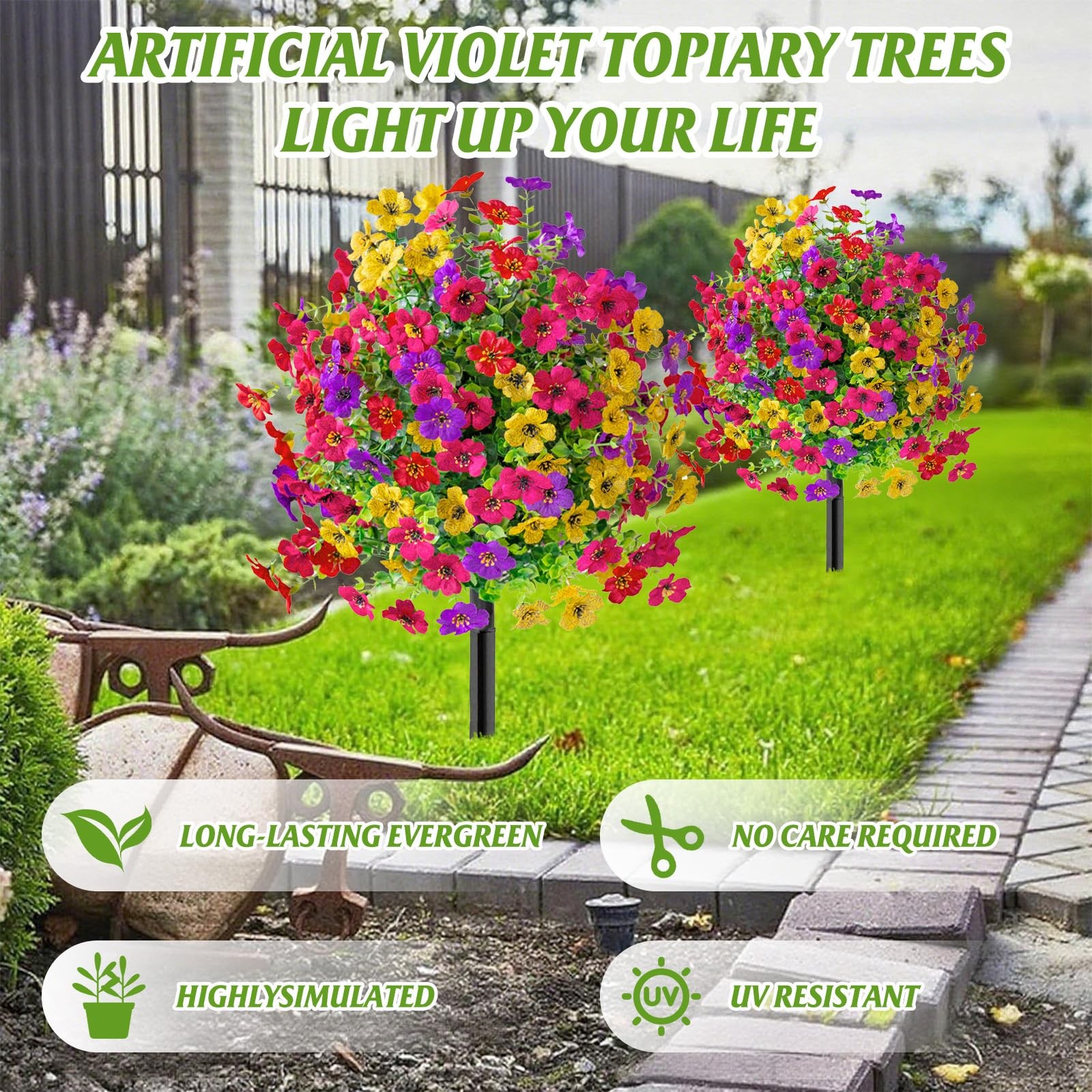 Artificial Daisy Topiary Ball Trees, 1 Set of Silk Colorful Resistant Realist…