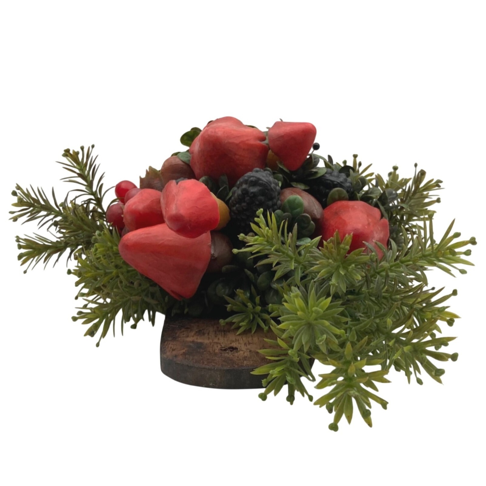 Vintage KIM ORIGINALS Faux Floral Arrangement Wall Decor Mushrooms Wood Basket