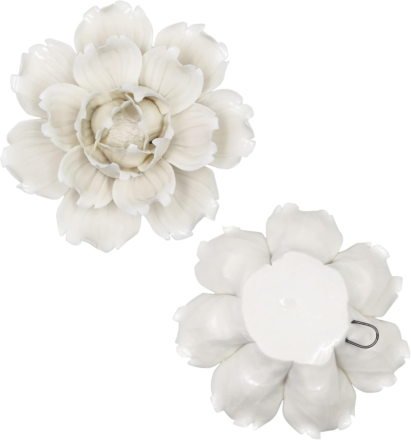 5 Pcs Ceramic Flower Wall Decor Handcrafted 3D Hanging Porcelain Flowers Wall Ar