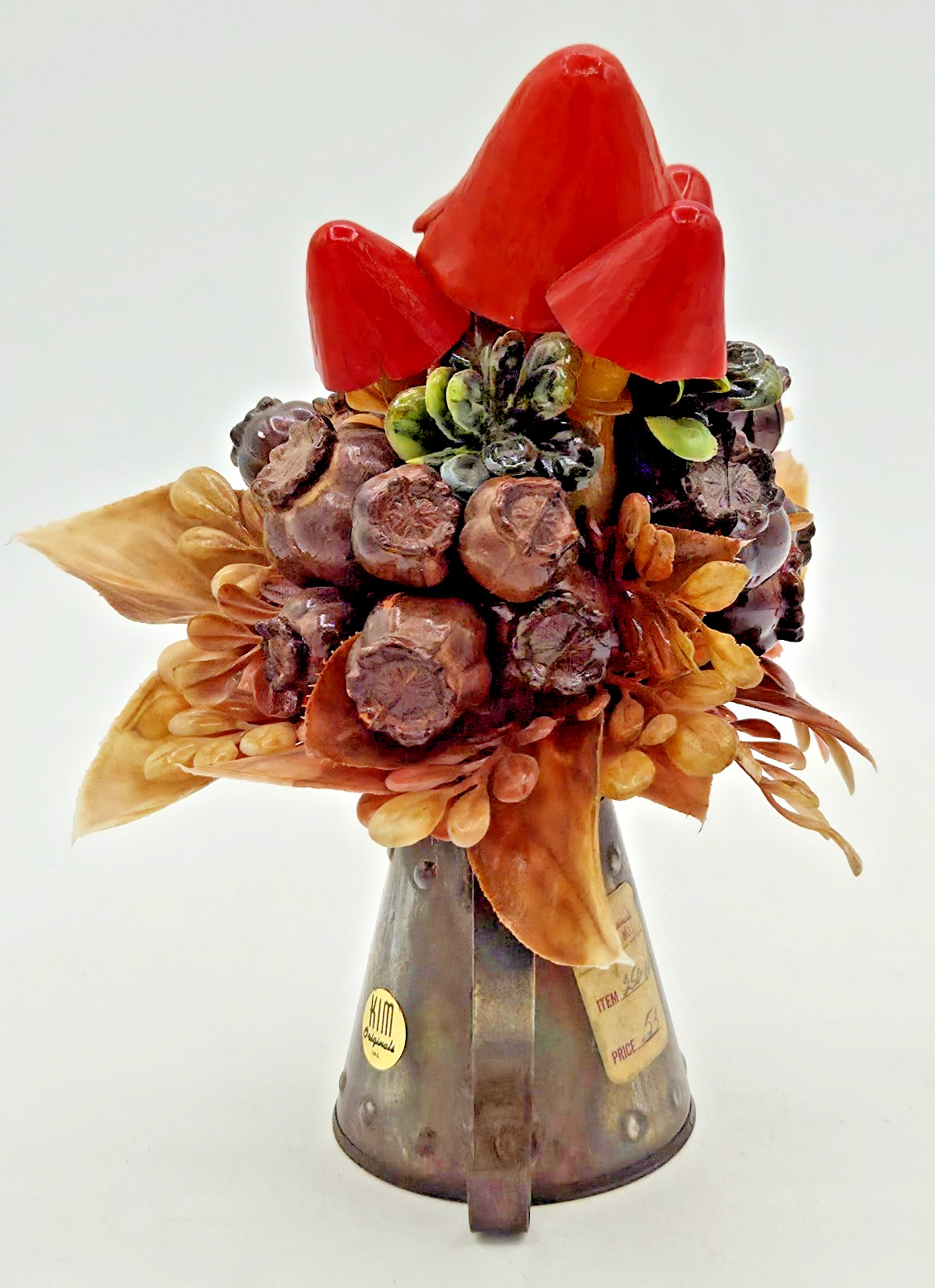 Vintage Kim Originals Mushroom Nut Floral Arrangement Hong Kong UNIQUE DECOR