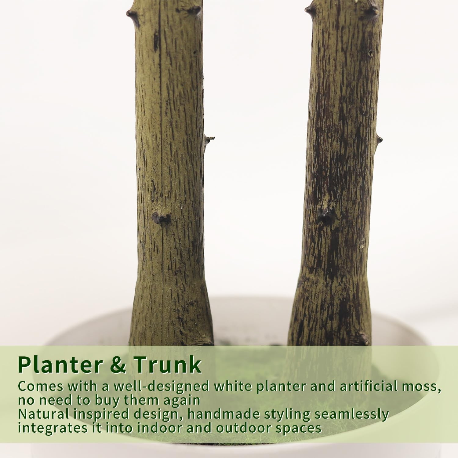 Artificial Ficus Tree 6FT Tall, Artificial Plants Indoor with White Planter Faux