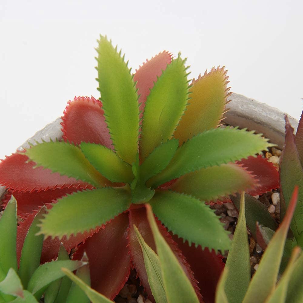 Fake Succulents Black Cement Pot Artificial Plants Arrangement Home Decor