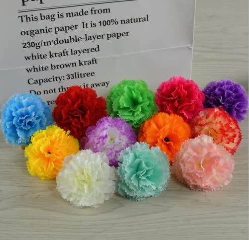 50 Artificial Silk Carnation Flower Head with Stems Set,Vase Fillers,Marigold…