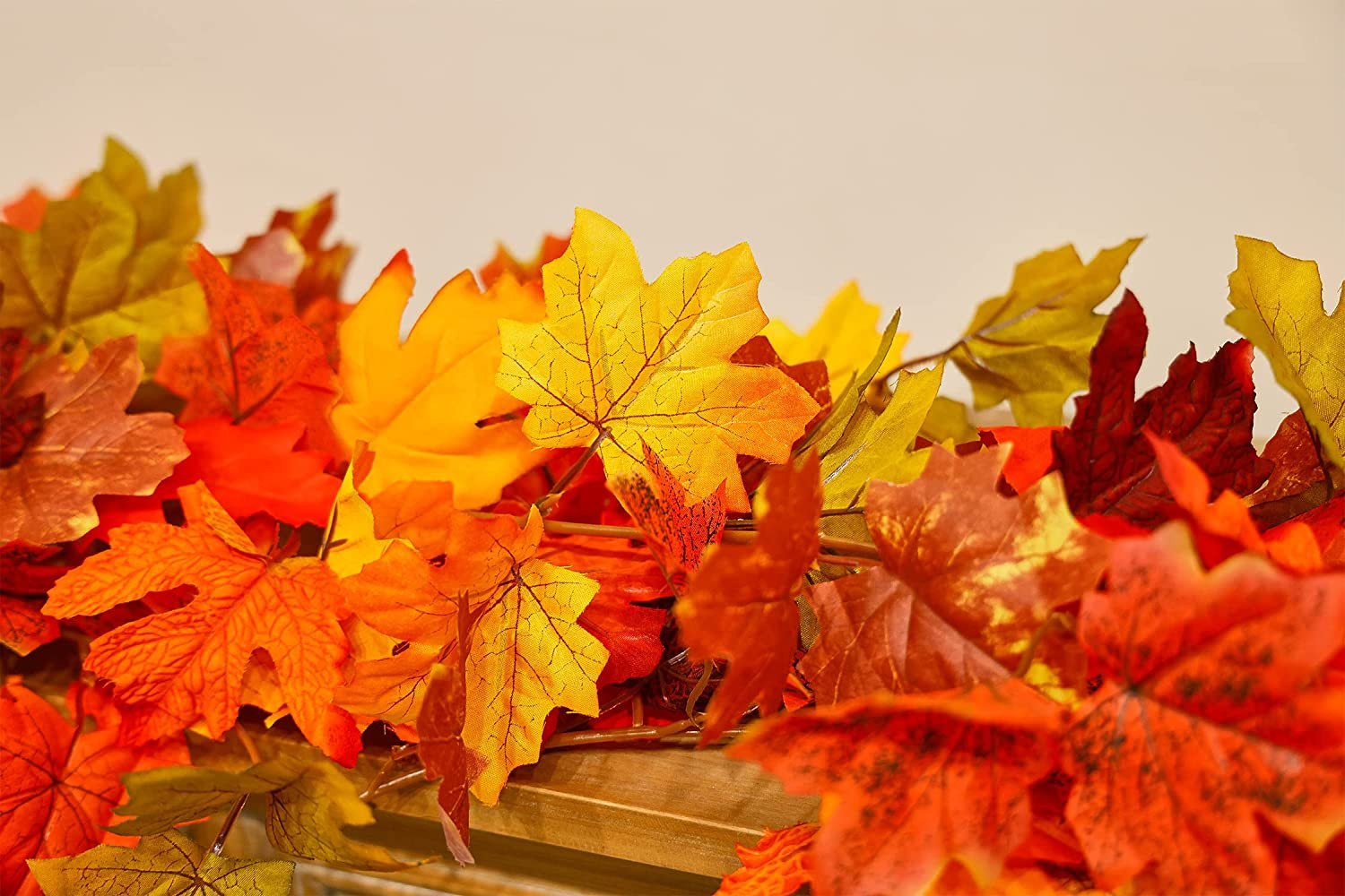 6PCS Fall Maple Leaves Garland, Party Joy 5.6Ft Artificial Maple Leaf Autumn Gar