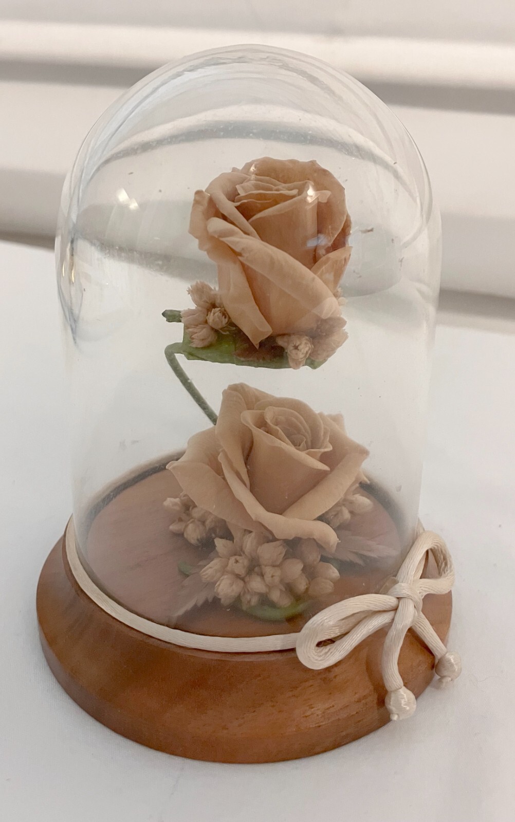 Nordflor Inc Globe Rose Flowers Wooden Base Display 5″ x 3.75″ x 3.75″