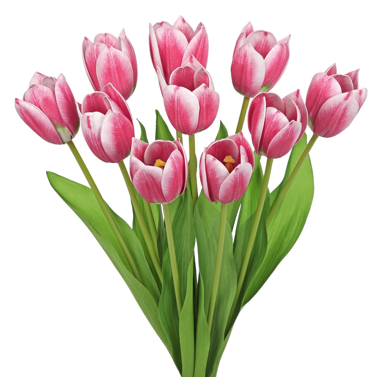 Artificial Tulips Flowers – 20″ Long Stem Faux Tulips, 10PCS Real Touch Fake …